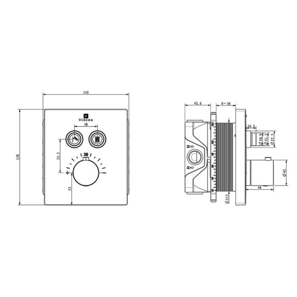 Смеситель встраиваемый Vincea Inspire для душа 2-х функциональный Черный матовый — изображение 4