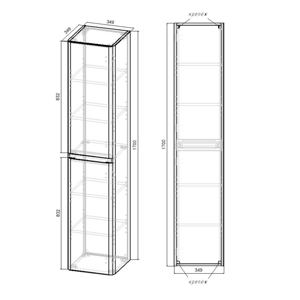 Пенал подвесной Vincea Vico 170 Бетон — изображение 4